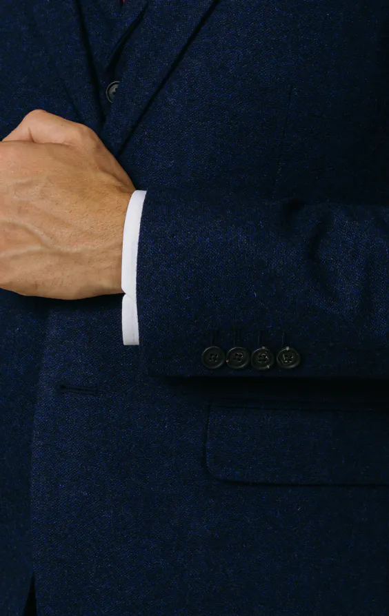 Dobel Navy Donegal Tweed 3 delig Kostuum - photo 2 Dobel Navy Donegal Tweed 3 delig Kostuum - photo 2