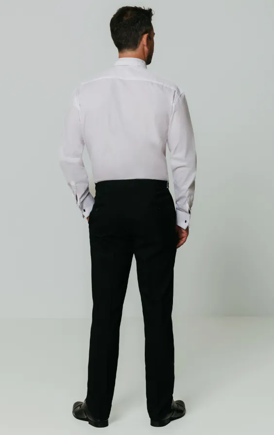 Wit slim-fit smokinghemd met rokboordje en marcella voorkant - photo 5