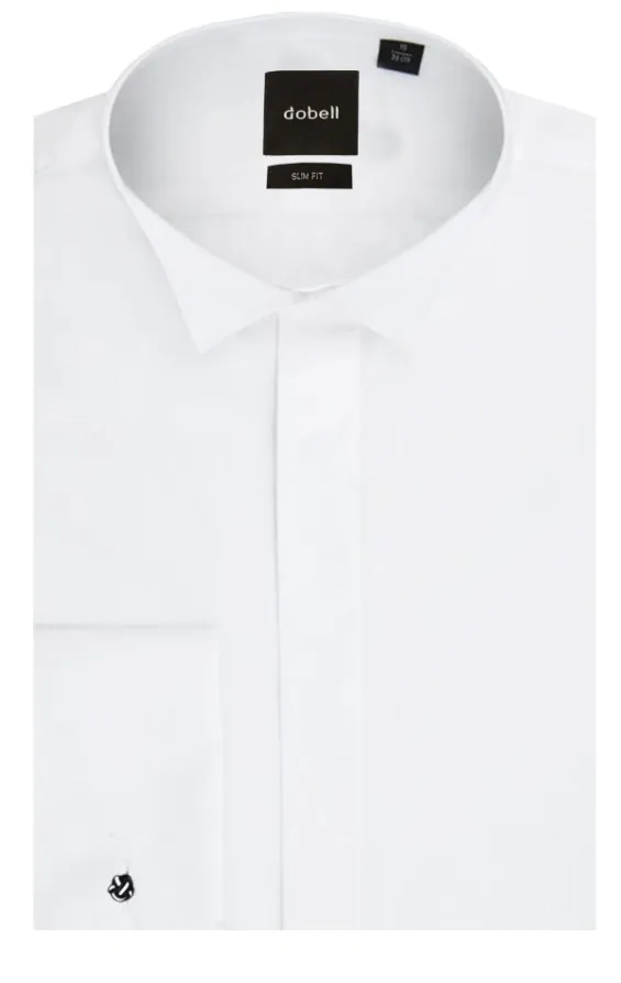 Wit slim-fit smokinghemd met rokboordje Wit slim-fit smokinghemd met rokboordje