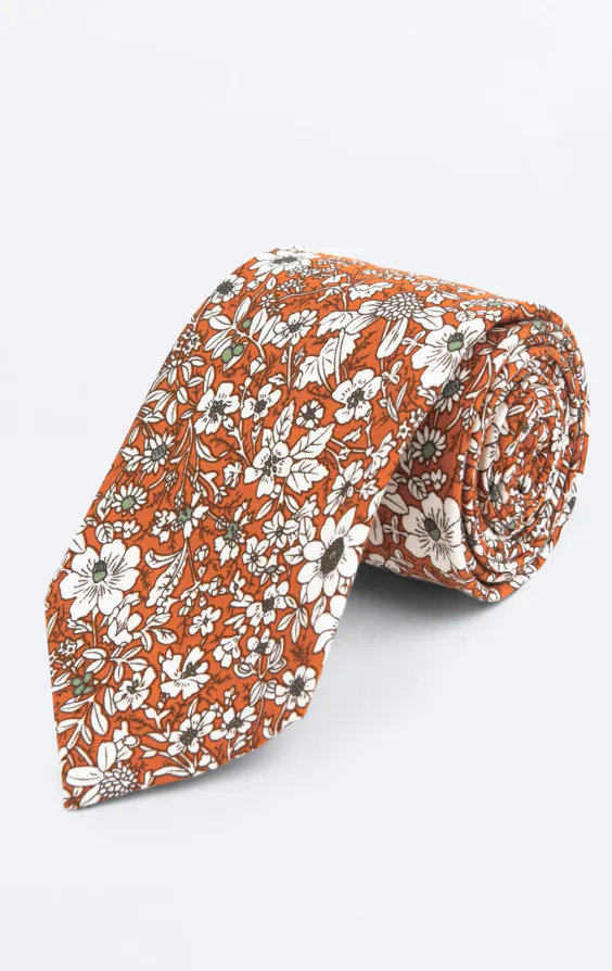 Oranje gebloemde stropdas Oranje gebloemde stropdas