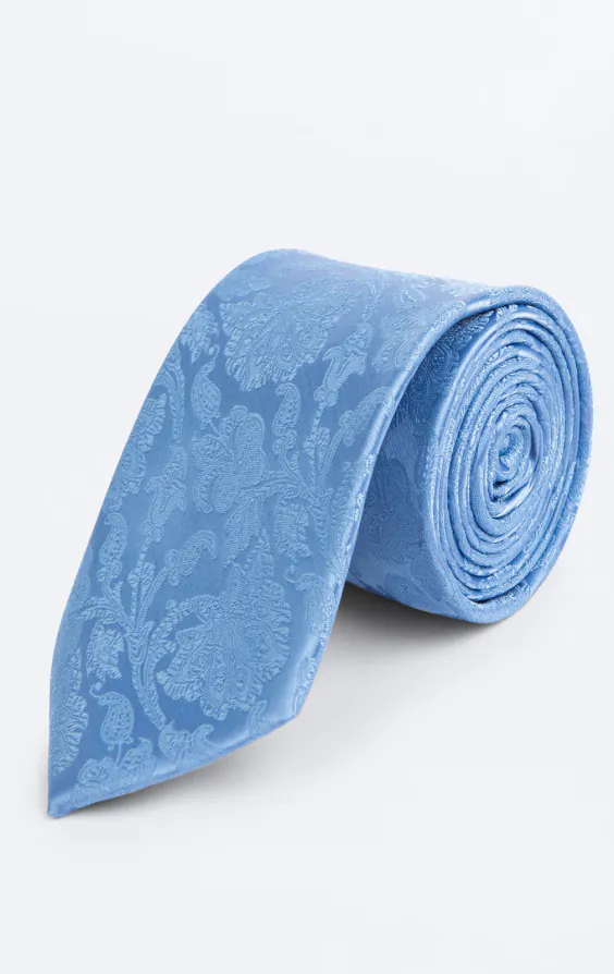 Middenblauwe blad jacquard stropdas Middenblauwe blad jacquard stropdas