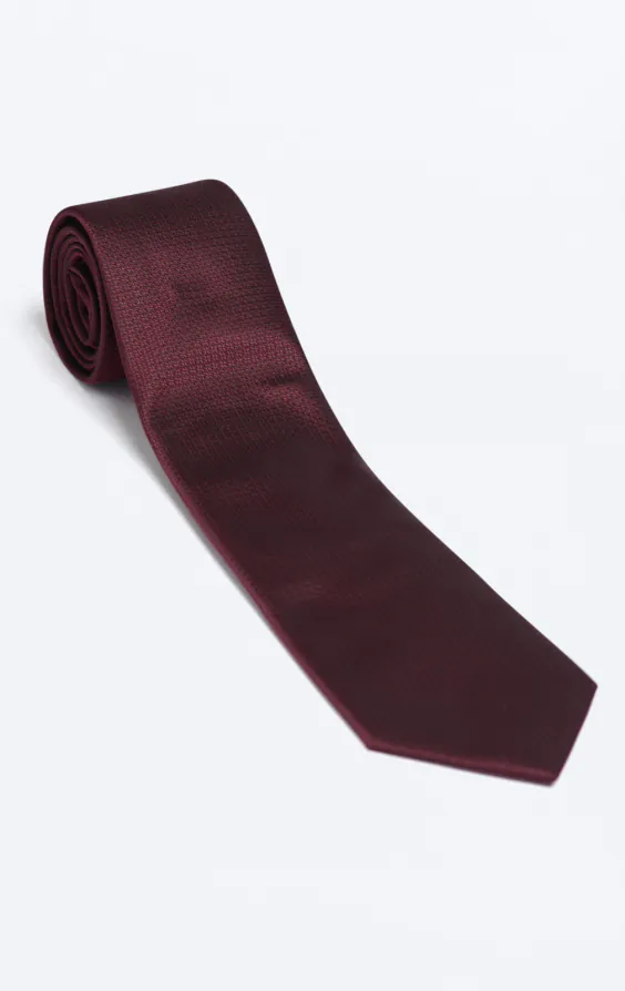 Bordeaux rood getextureerde stropdas - photo 2