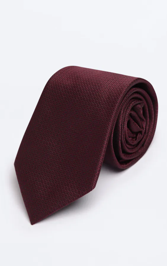Bordeaux rood getextureerde stropdas
