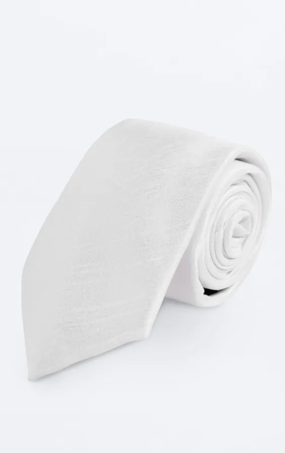 Poly dupion stropdas in wit Poly dupion stropdas in wit