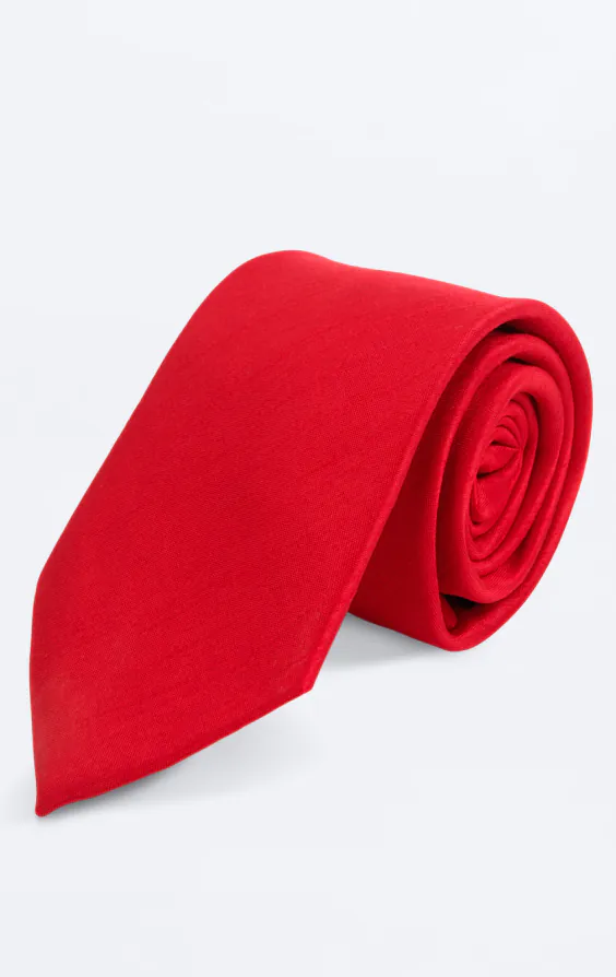 Poly dupion stropdas in rood Poly dupion stropdas in rood