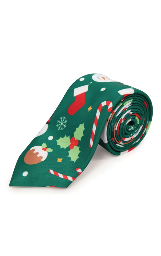 'Santa & Friends' Groene Kerst Stropdas