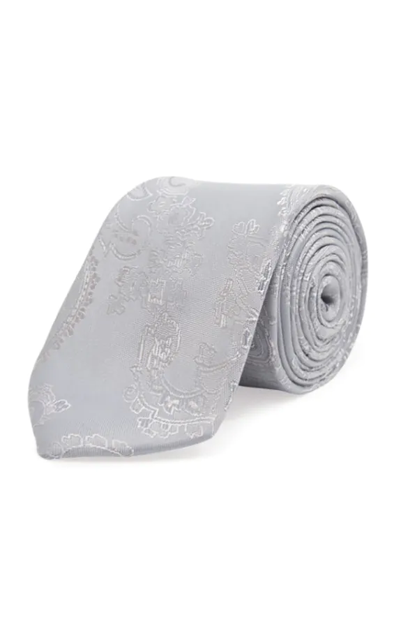 Zilver paisley jongens stropdas