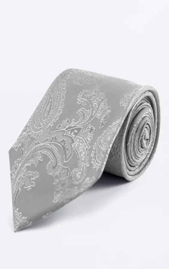 Zilveren paisley stropdas