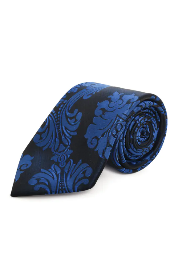 Blauw victoriaans jacquard stropdas