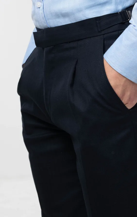 Navy visgraat pantalon - photo 1
