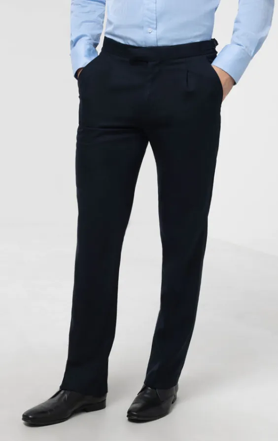 Navy visgraat pantalon