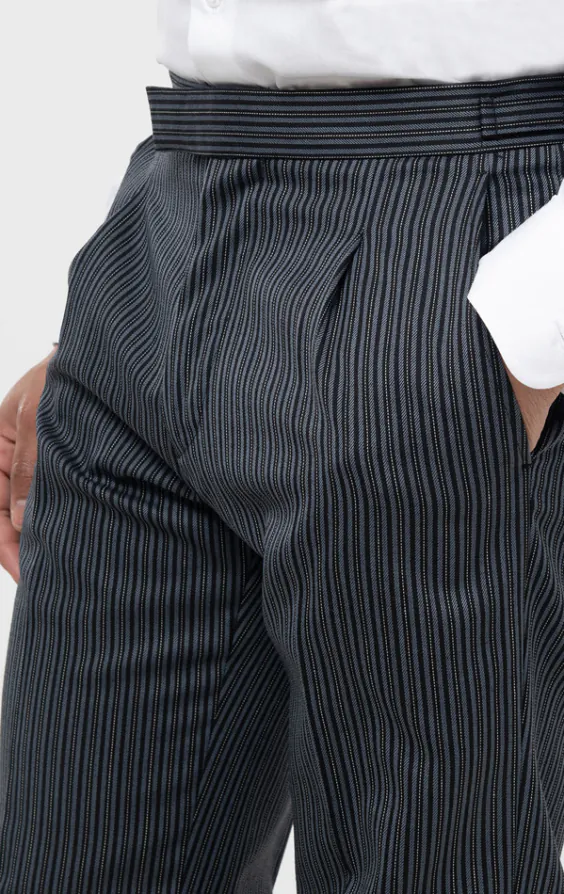 Zwart met Grijs Gestreepte Jacquet Pantalon - photo 1