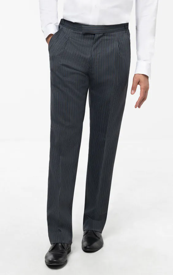 Zwart met Grijs Gestreepte Jacquet Pantalon