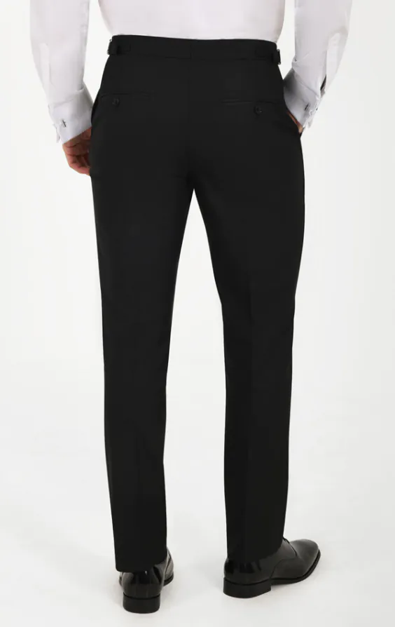 Slim fit zwarte smoking pantalon met satijnen streep - photo 2 Slim fit zwarte smoking pantalon met satijnen streep - photo 2