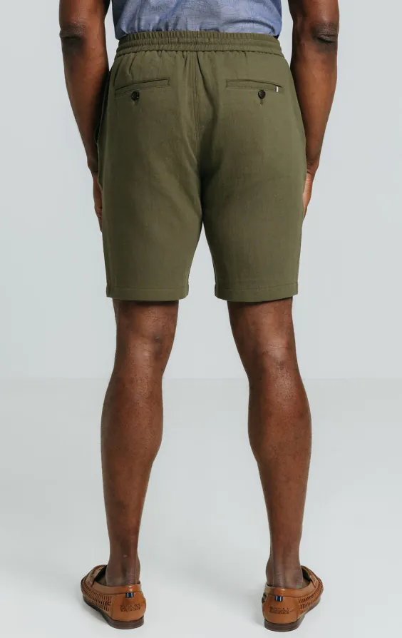 Groene linnen twill korte broek - photo 3
