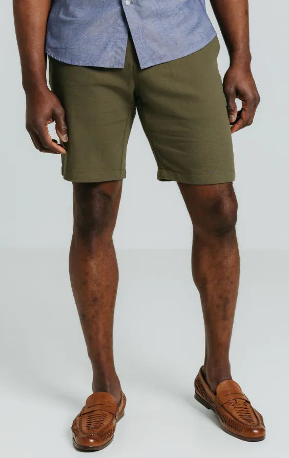 Groene linnen twill korte broek