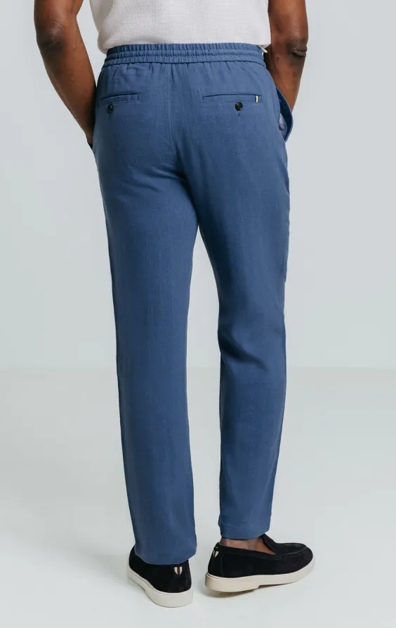 Blauwe linnen visgraat broek - photo 3