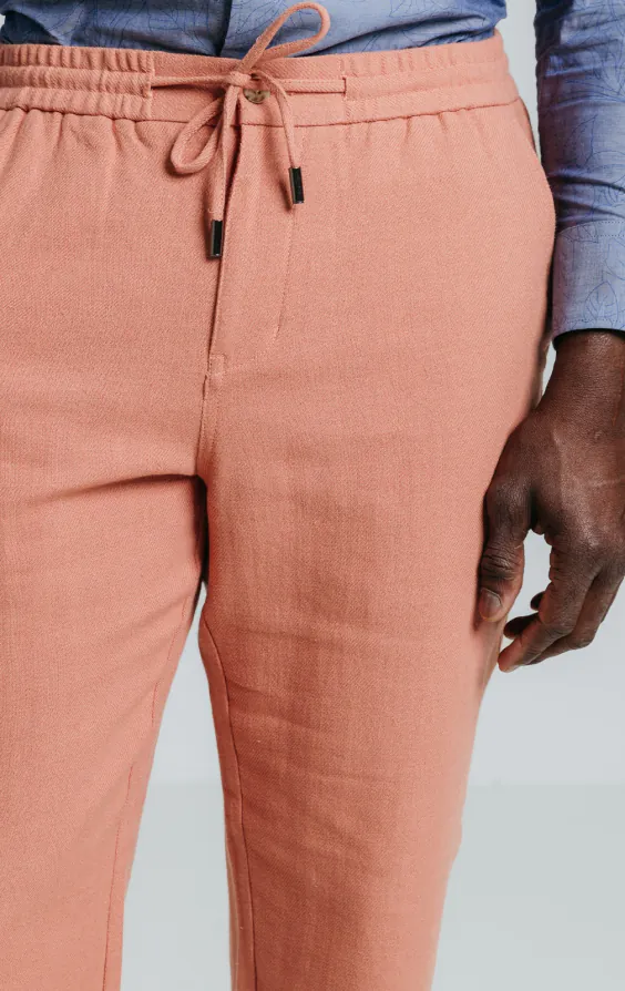 Koraal linnen twill broek - photo 2