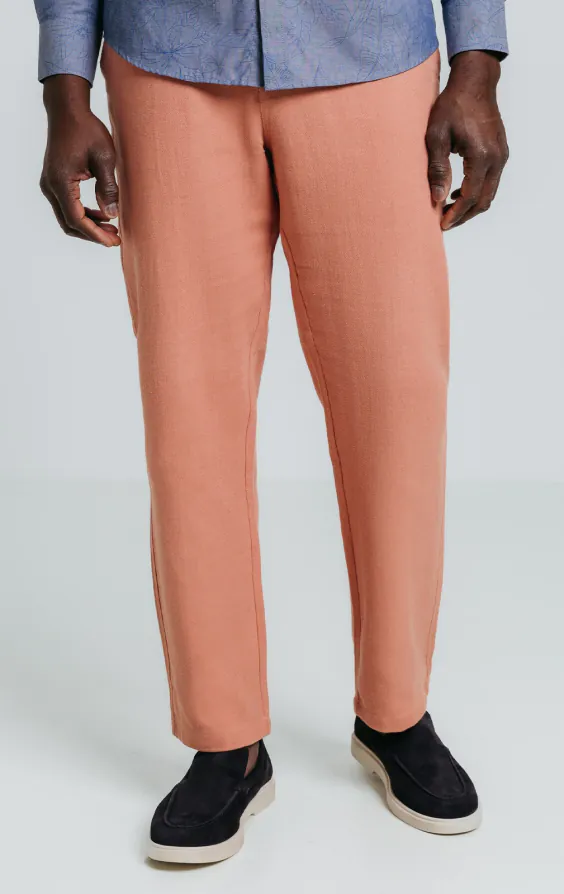 Koraal linnen twill broek