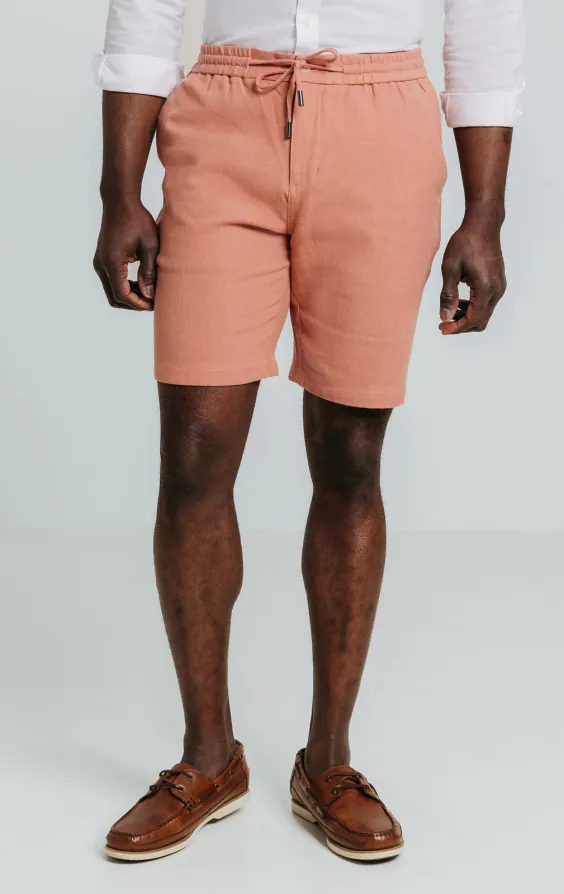 Koraal linnen twill korte broek - photo 1