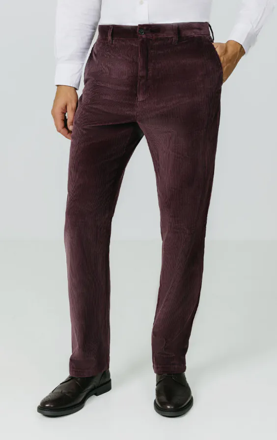 Bordeaux rood corduroy casual broek Bordeaux rood corduroy casual broek