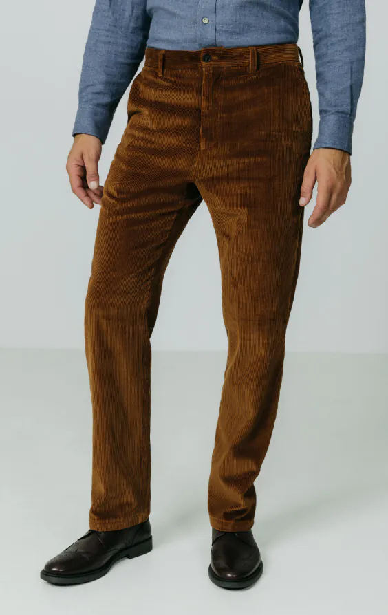 Mid-bruin corduroy casual broek Mid-bruin corduroy casual broek