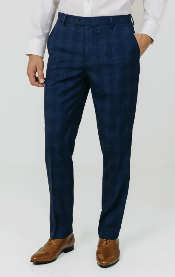 Koningsblauw schaduw geruite broek Koningsblauw schaduw geruite broek