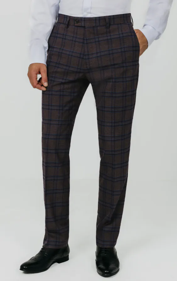 Bordeauxrood met blauw geruit 3 delig pak - photo 6