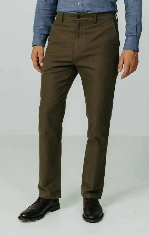 Olijf moleskin broek