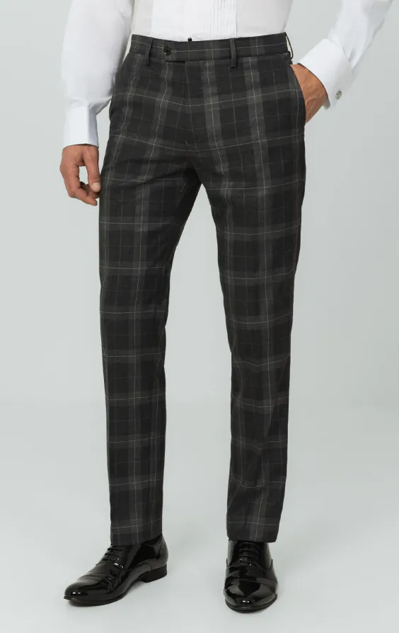 Grijze tartan geruite broek Grijze tartan geruite broek