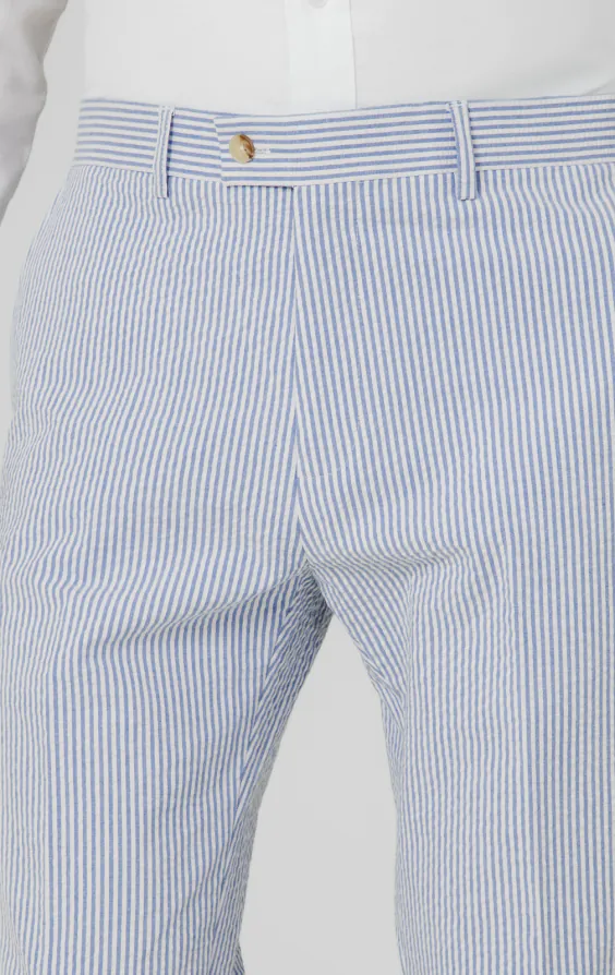 Blauw-witte seersucker broek - photo 1 Blauw-witte seersucker broek - photo 1