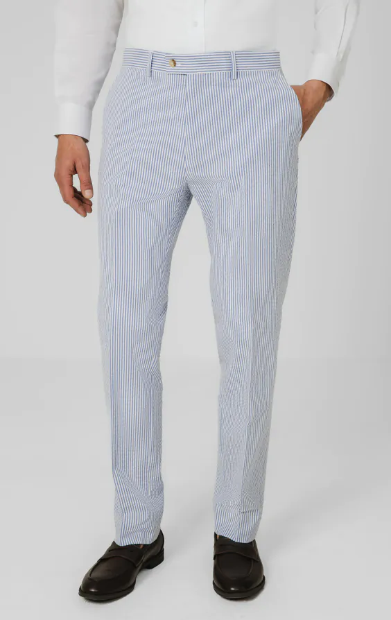 Blauw-witte seersucker broek Blauw-witte seersucker broek