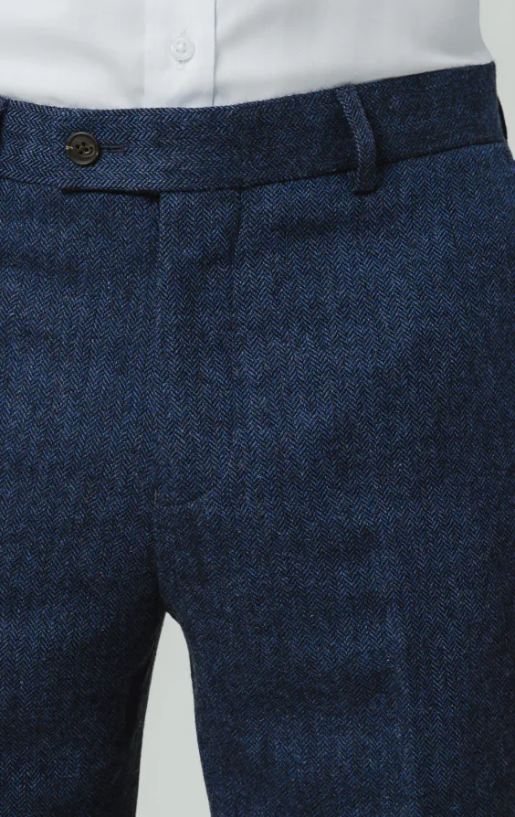 Blauwe visgraat tweed pantalon - photo 1 Blauwe visgraat tweed pantalon - photo 1