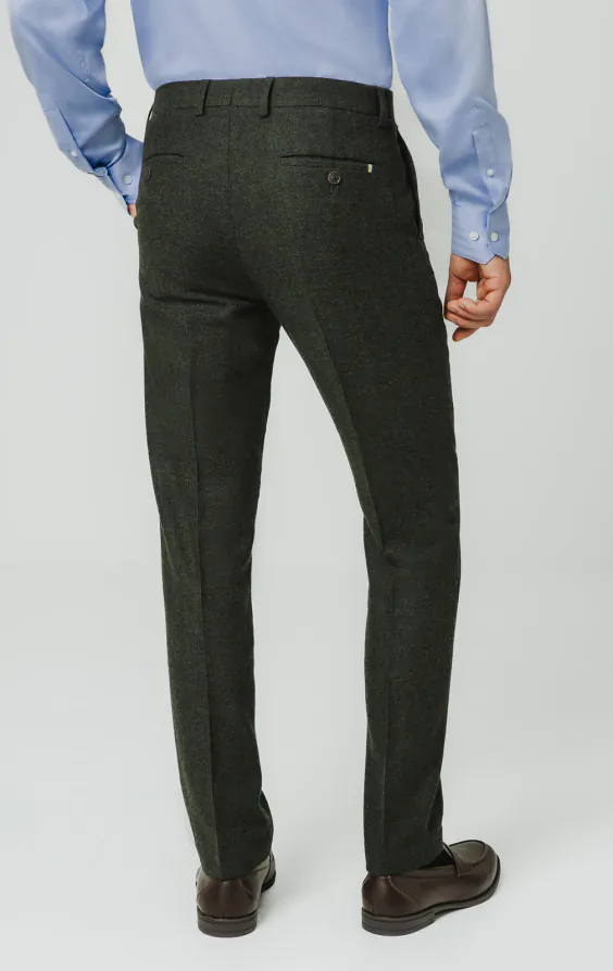 Donkergroene visgraat tweed pantalon - photo 2