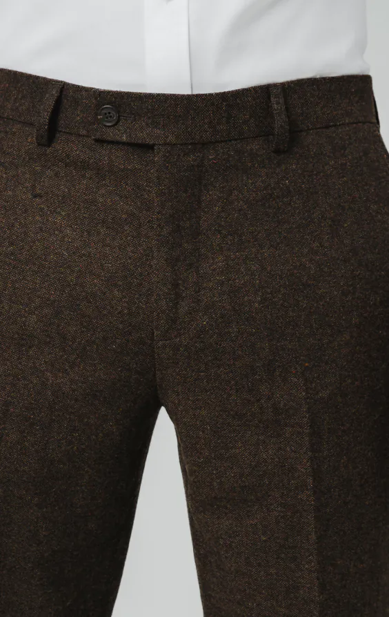 Donkerbruine Donegal tweed broek - photo 1