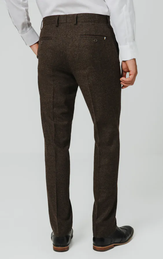 Donkerbruine Donegal tweed broek - photo 2