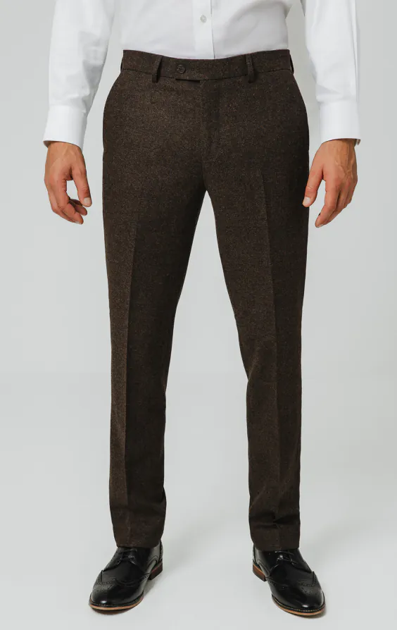 Donkerbruine Donegal tweed broek