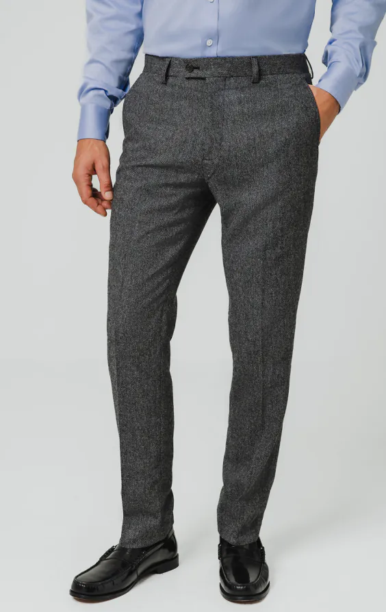 Grijze visgraat tweed pantalon Grijze visgraat tweed pantalon