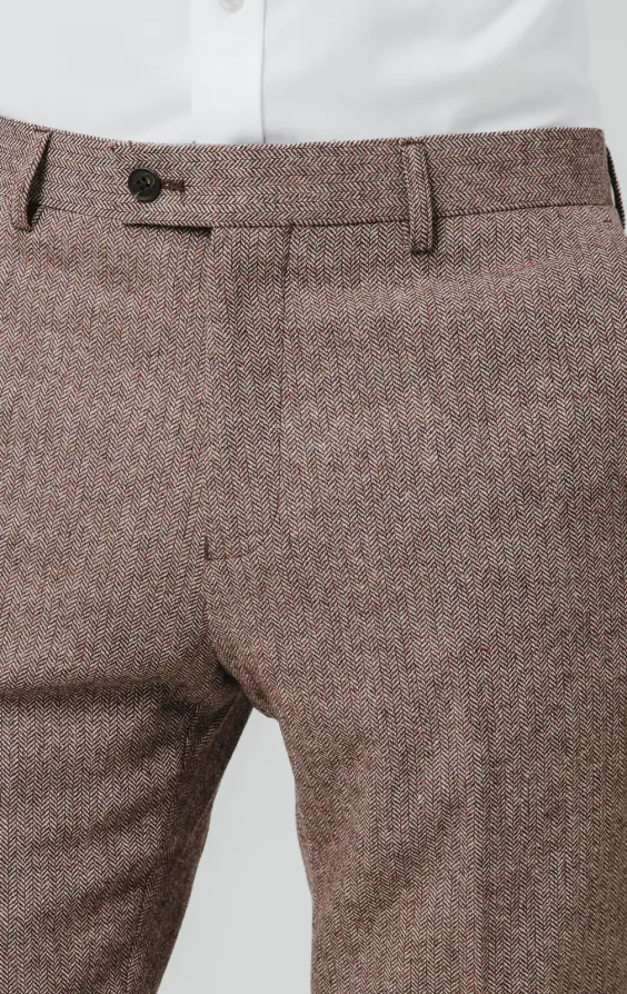 Roodhoute visgraat tweed pantalon - photo 1
