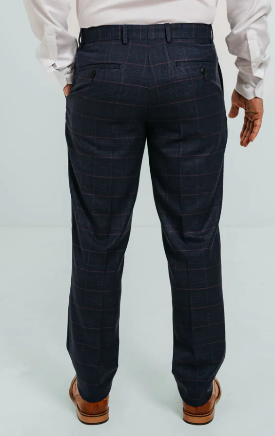 Marineblauw met roze geruit pantalon - photo 2