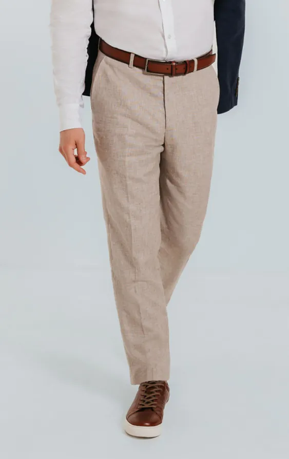 Zand kleurig linnen pantalon Zand kleurig linnen pantalon