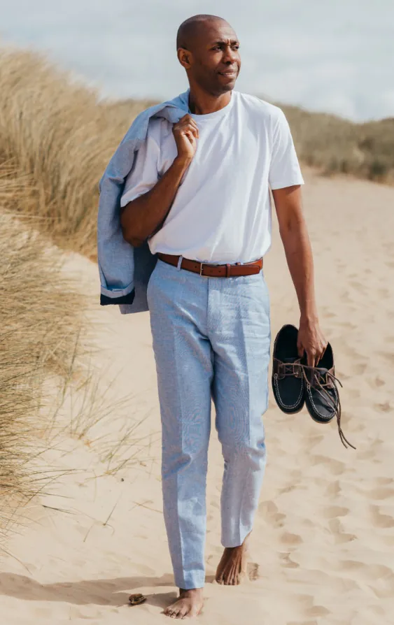 Licht blauw linnen pantalon - photo 3