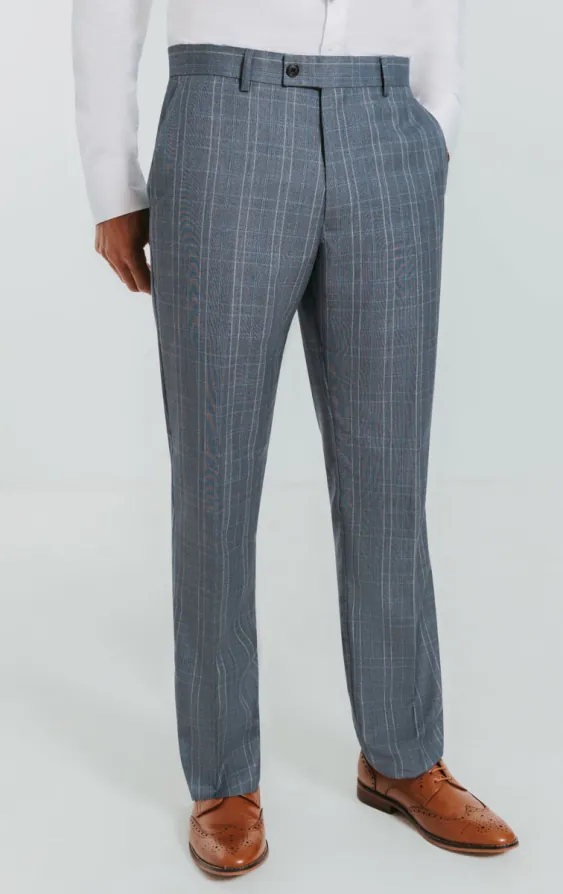 Licht blauw geruite pantalon