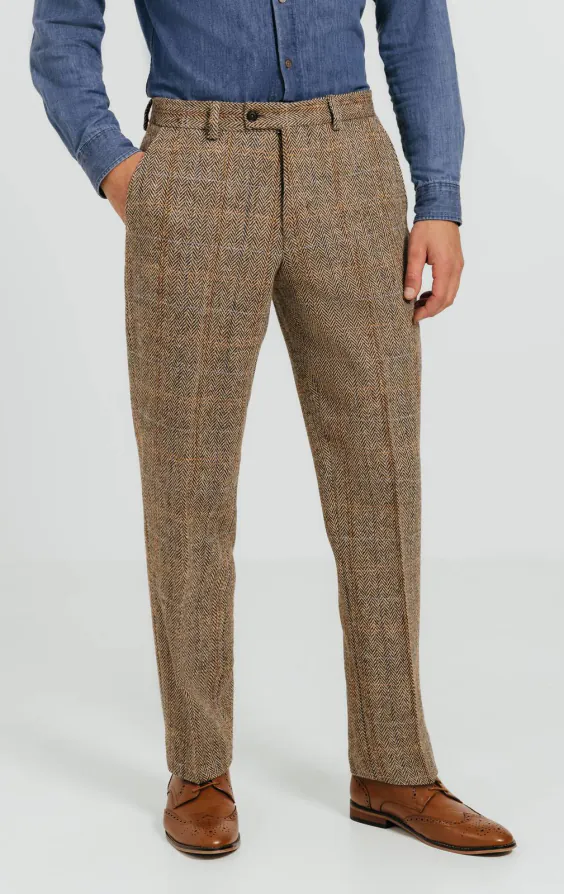 Harris Tweed bruin groot geruit pantalon