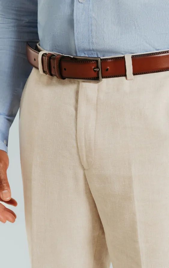 Crème linnen slim-fit pantalon - photo 1