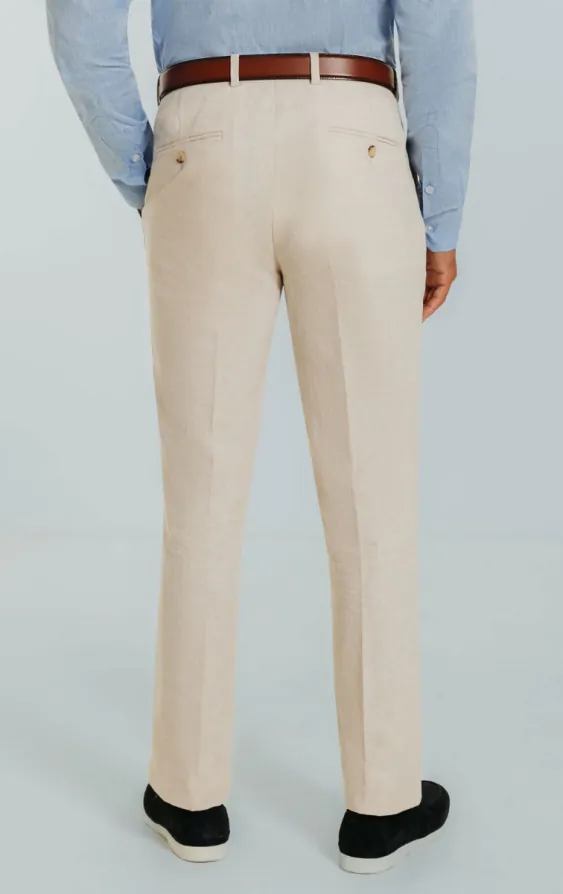Crème linnen slim-fit pantalon - photo 2