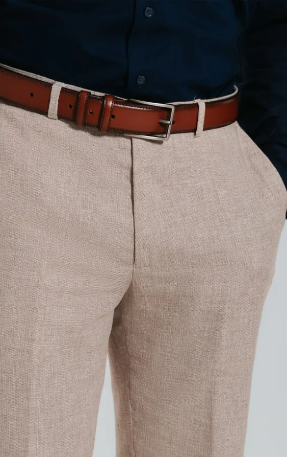 Zand kleurig linnen slim-fit pantalon - photo 1