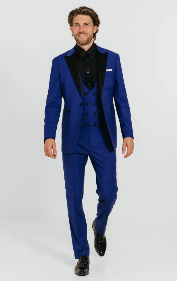 Hel blauw 3 delig smoking met piek revers - photo 1 Hel blauw 3 delig smoking met piek revers - photo 1
