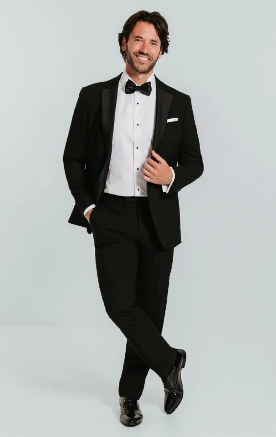 Zwart slim fit smoking met revers kraag - photo 1 Zwart slim fit smoking met revers kraag - photo 1