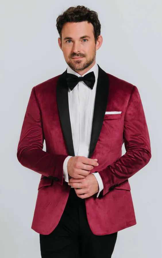 Bordeaux rood slim fit fluwelen smoking Bordeaux rood slim fit fluwelen smoking